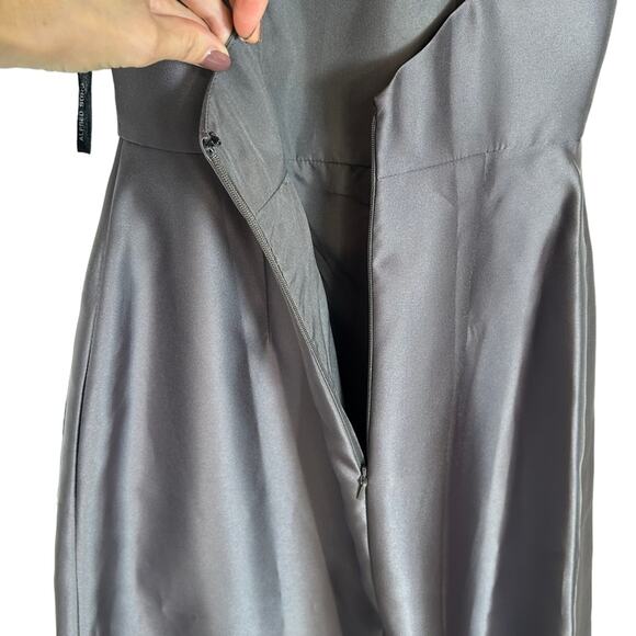 ALFRED SUNG High Neck Cut-out Back Gown with Pockets in Caviar Grey - Picture 5 of 10